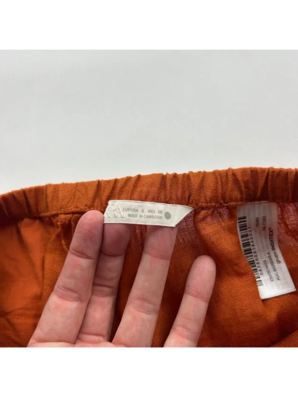 LONG Zara Pumpkin Orange Linen Wide Leg Pant S